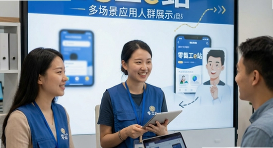 零工e站多场景应用人群展示图