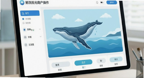 鲸洗拾光商户端操作界面展示