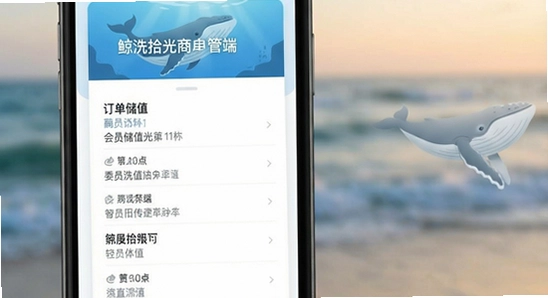 鲸洗拾光商户端会员储值与订单管理界面