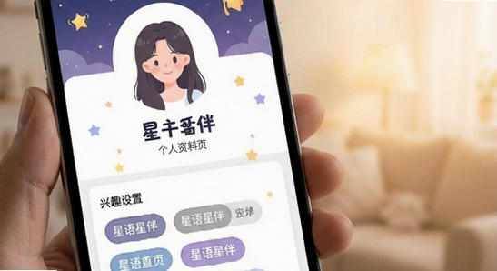 星语星伴个人资料页与兴趣标签设置界面 670x360