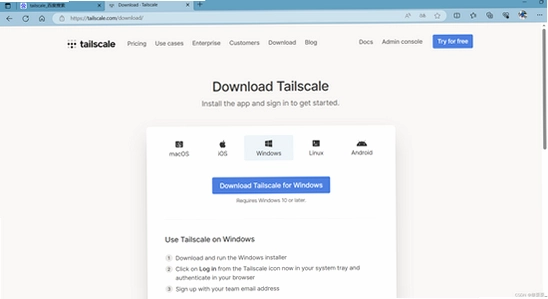 Tailscale官方版下载Windows登录界面,无水印