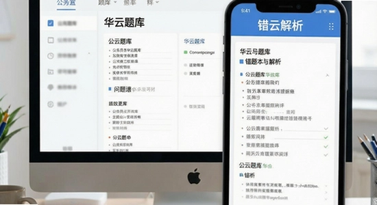 公务员考试华云题库错题本与解析界面