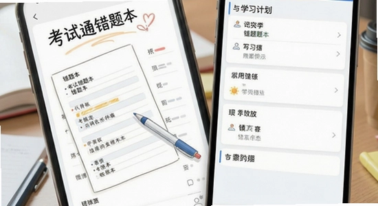 考试通错题本与学习计划界面展示