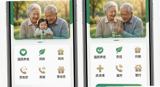 国民养老APP首页功能展示图