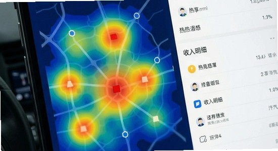 吉汽畅享司机端热力图与收入明细界面