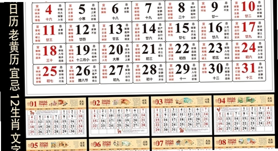 吉历万年历老黄历2026高级版桌面图标,色彩丰富 无水印 宣传图