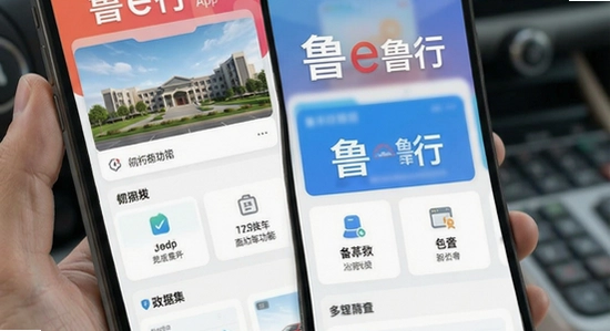 鲁e行App主界面功能展示图
