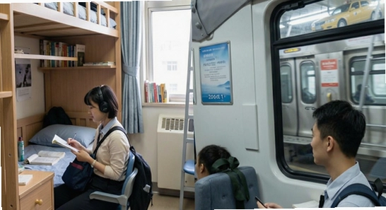呦呦聊天多场景使用展示学生宿舍与通勤地铁