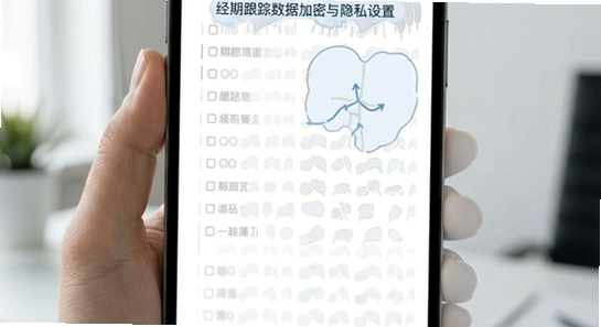 经期跟踪数据加密与隐私设置界面 670x360