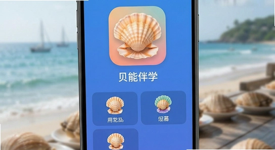 扇贝伴学app主界面功能展示图