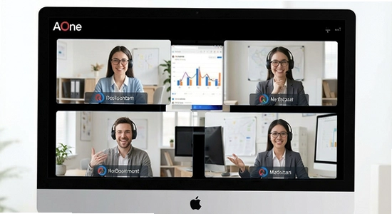 670*360的AOne会议多场景远程办公与在线教学应用示意图