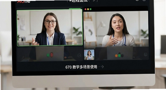 670*360的AOne会议线上教学与远程面试多场景使用展示图