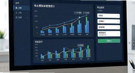 电水费账单管理统计图表与录入界面