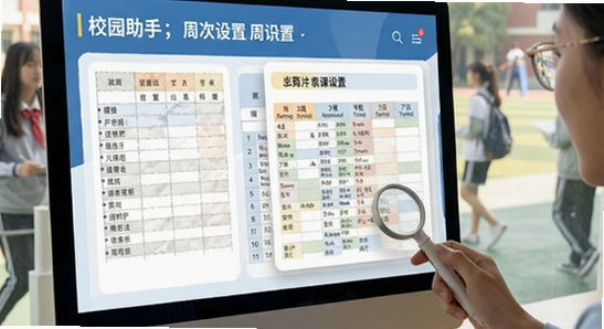 校园助手周次设置与课表卡片展示