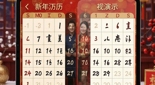 新年万年历农历公历双视图切换演示