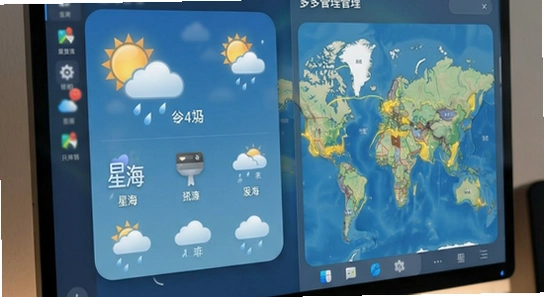 星海天气桌面小组件与多城市管理界面