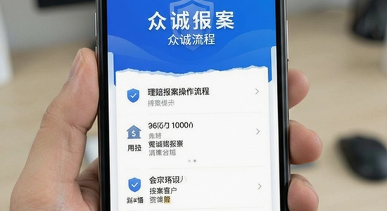 众诚保险App理赔报案操作流程界面