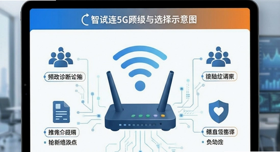 智连5GWiFi网络诊断报告与频段选择示意图