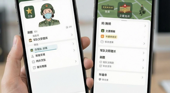 军队文职鸣题库app刷题界面展示