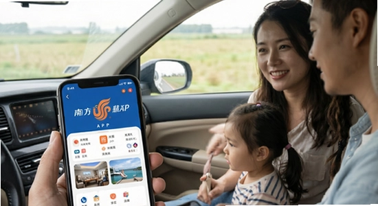 家庭出行使用南方航空APP场景图