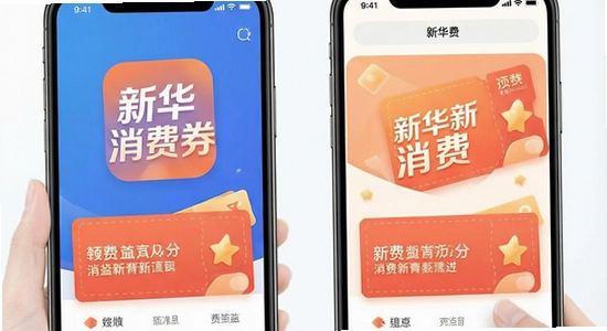 新华新消费app消费券领取流程与资讯甄别场景示意