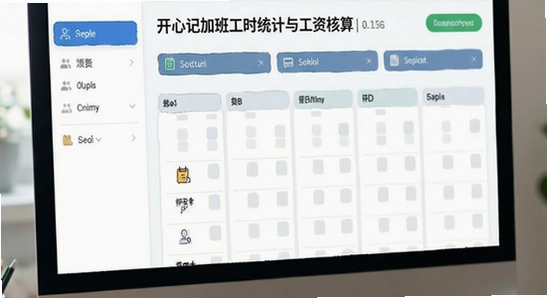 开心记加班工时统计与工资核算界面
