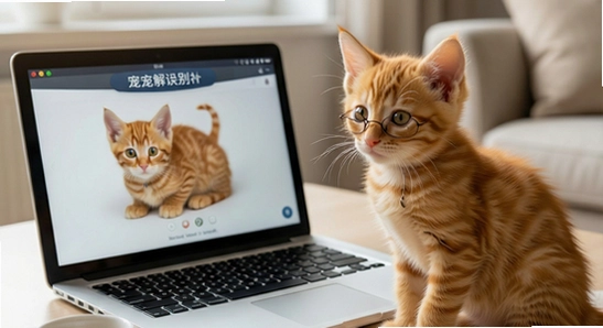 小橘猫宠物翻译录音识别场景示意