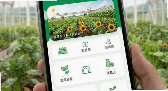 蔬芮农业APP主界面功能展示图