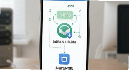 670*360的QuickDaily本地加密存储与多端同步功能示意图
