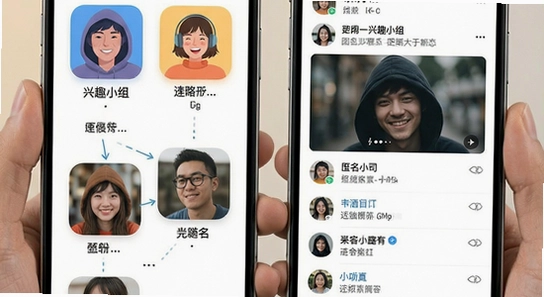 等闲app兴趣小组与匿名动态场景