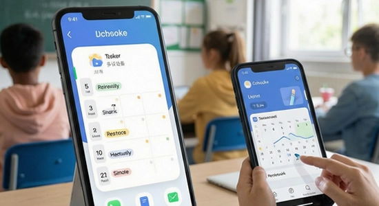 上课app课表导入与多设备同步操作示意