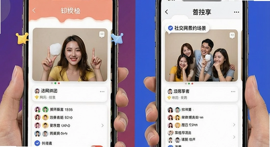 超拼网拼团流程与社交分享场景图