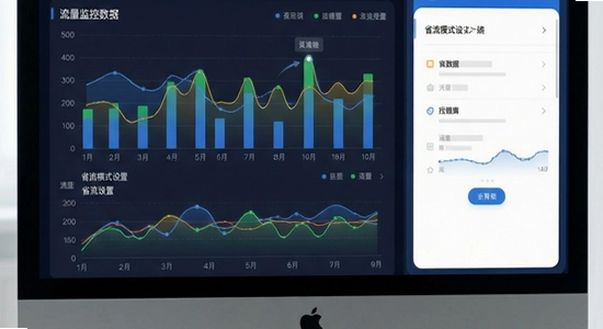 流量监控数据图表与省流模式设置界面