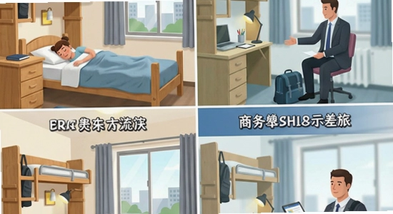 多场景使用示意图:学生宿舍与商务差旅