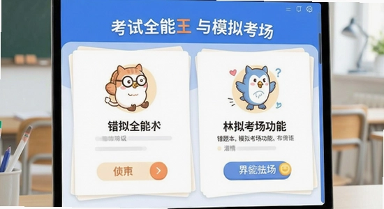 考试全能王错题本与模拟考场功能界面