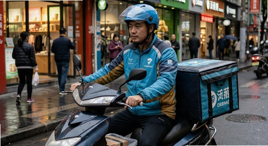 骑手在商圈取货配送场景