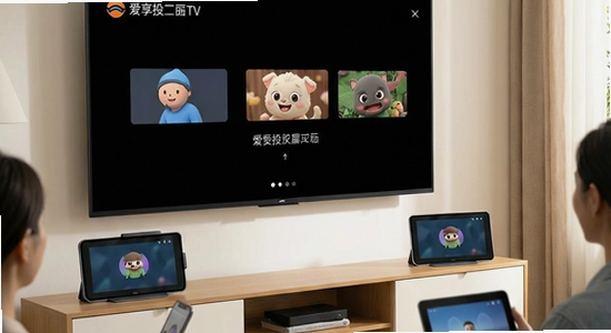爱享投屏TV多设备投屏场景展示图