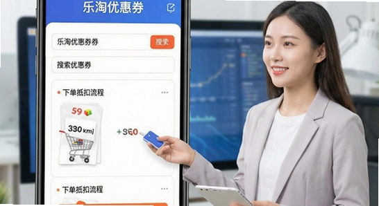 乐淘优惠券搜索筛选与下单抵扣流程演示