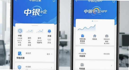 中银e企赢APP首页功能界面展示