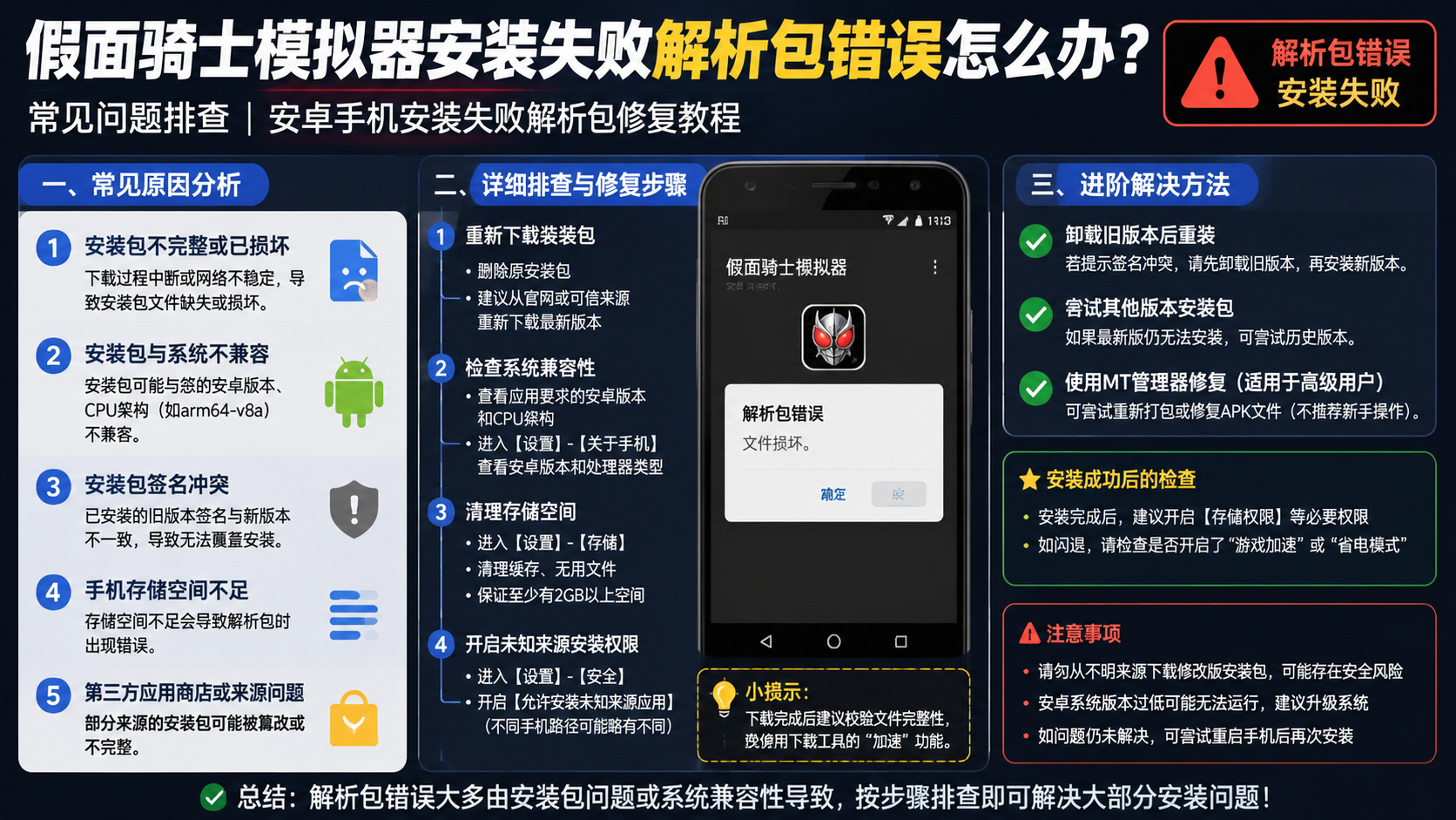 假面骑士模拟器安装失败解析包错误怎么办?常见问题排查 安卓手机安装失败解析包修复教程