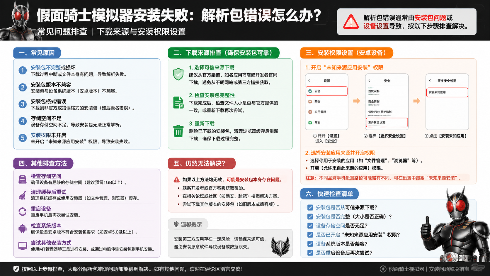 假面骑士模拟器安装失败解析包错误怎么办?常见问题排查 下载来源与安装权限设置