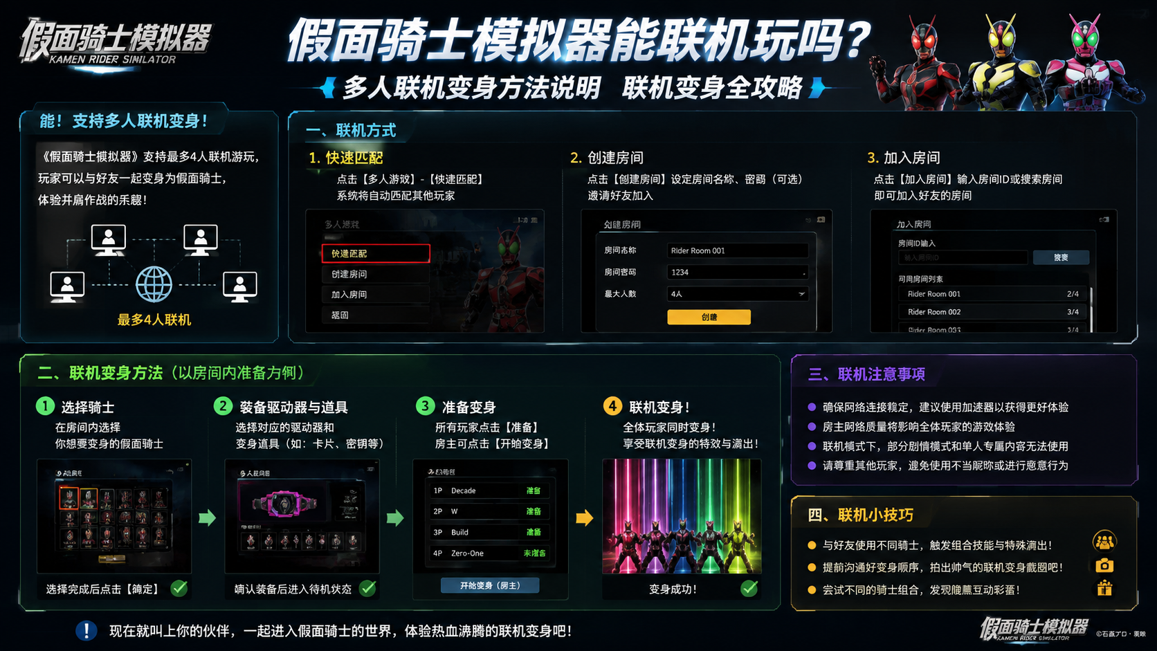 假面骑士模拟器能联机玩吗?多人联机变身方法说明 联机变身全攻略