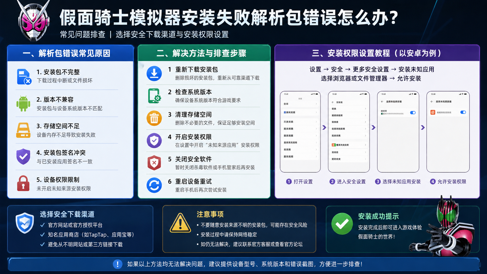 假面骑士模拟器安装失败解析包错误怎么办?常见问题排查 选择安全下载渠道与安装权限设置