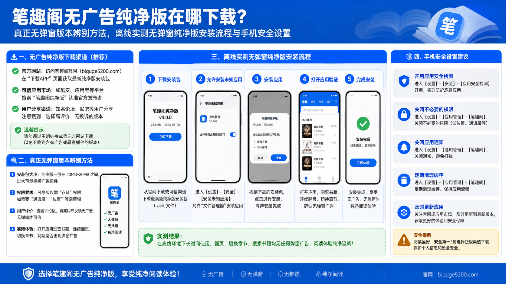 笔趣阁无广告纯净版在哪下载?真正无弹窗版本辨别方法,离线实测无弹窗纯净版安装流程与手机安全设置