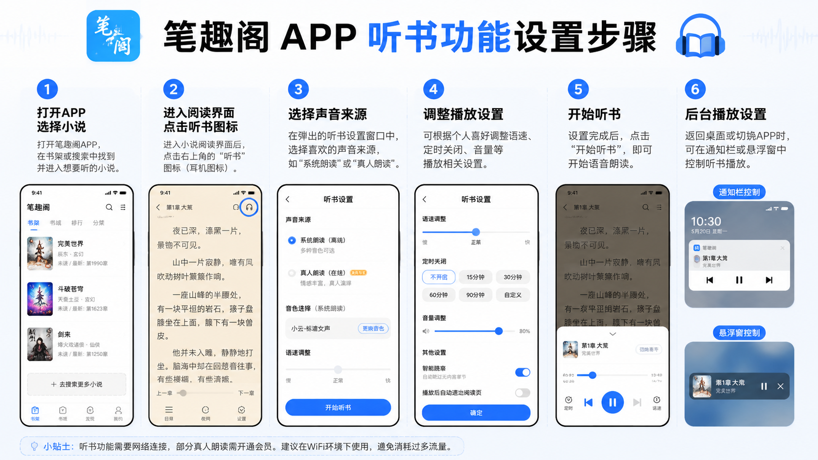 笔趣阁 app 听书功能怎么开启?语音朗读设置完整指南 语速音色定时调节