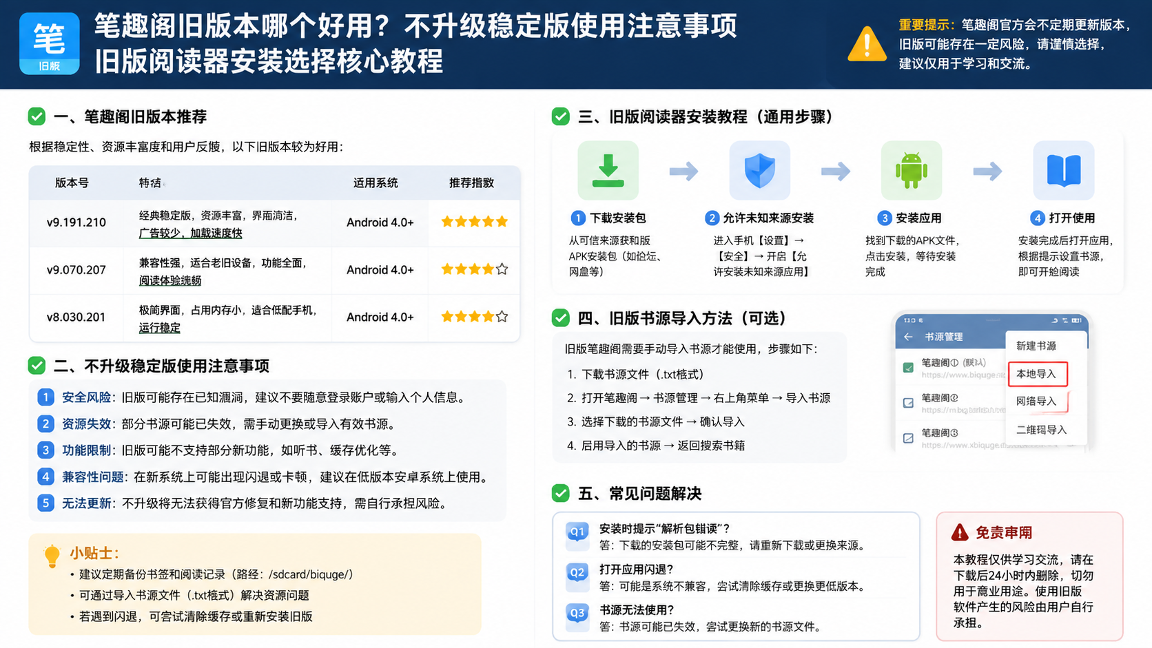 笔趣阁旧版本哪个好用?不升级稳定版使用注意事项 旧版阅读器安装选择核心教程