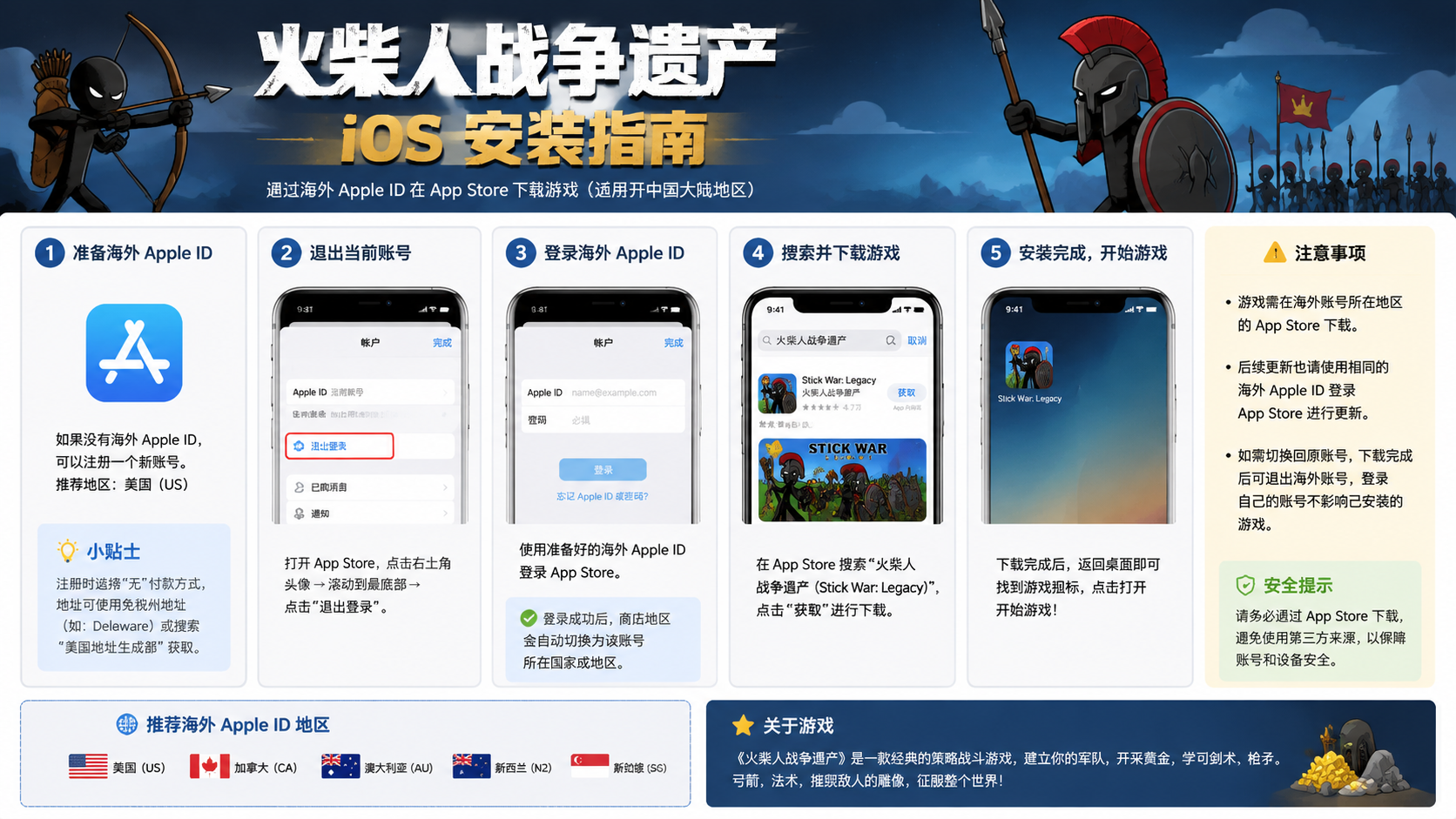 火柴人战争遗产 iOS 怎么免费下载?苹果端正版获取注意事项 第三方破解版风险