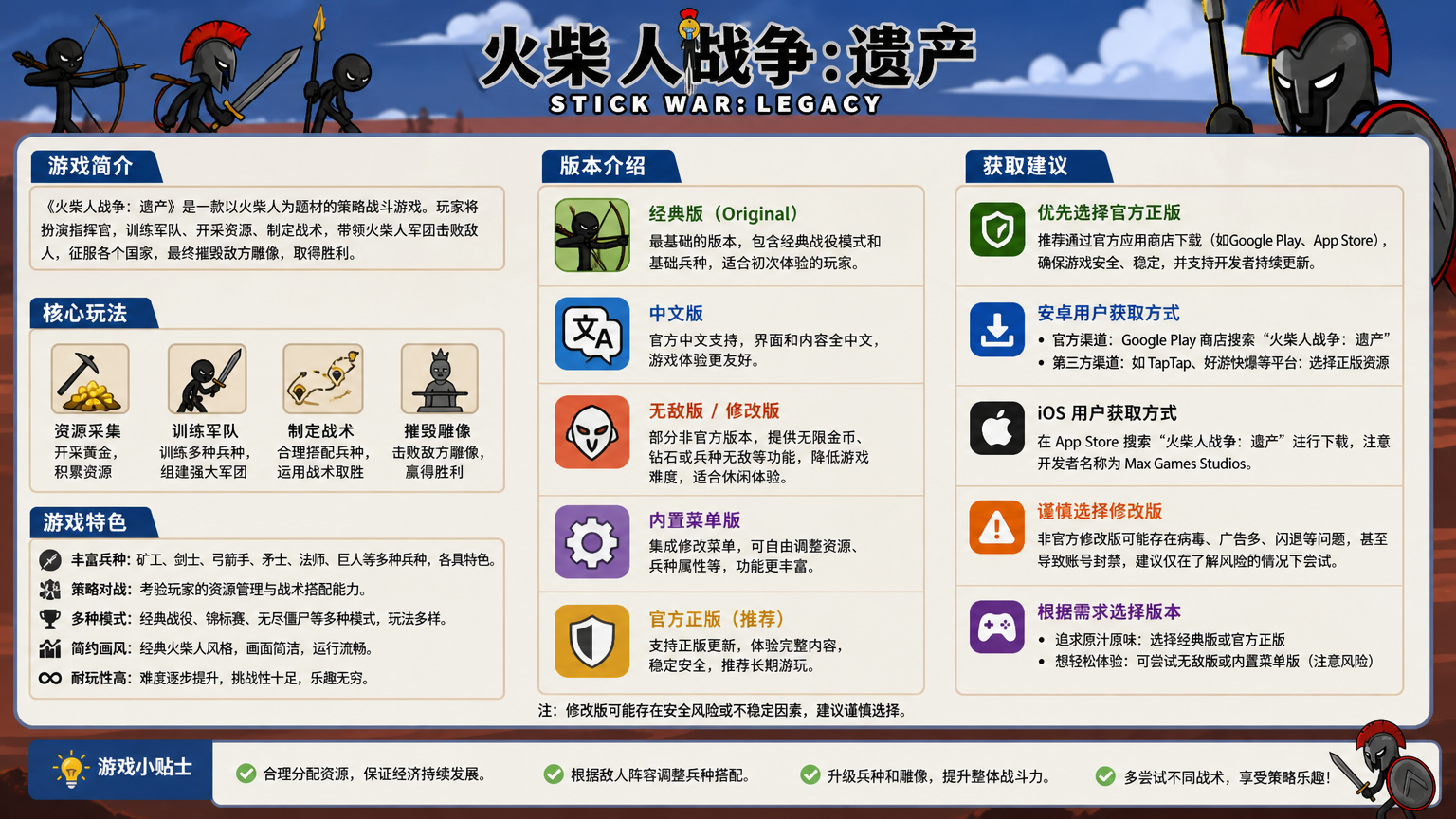 火柴人战争遗产无限金币无限钻石版是真的吗?修改版功能与风险说明,官方正版安全获取与资源积累技巧