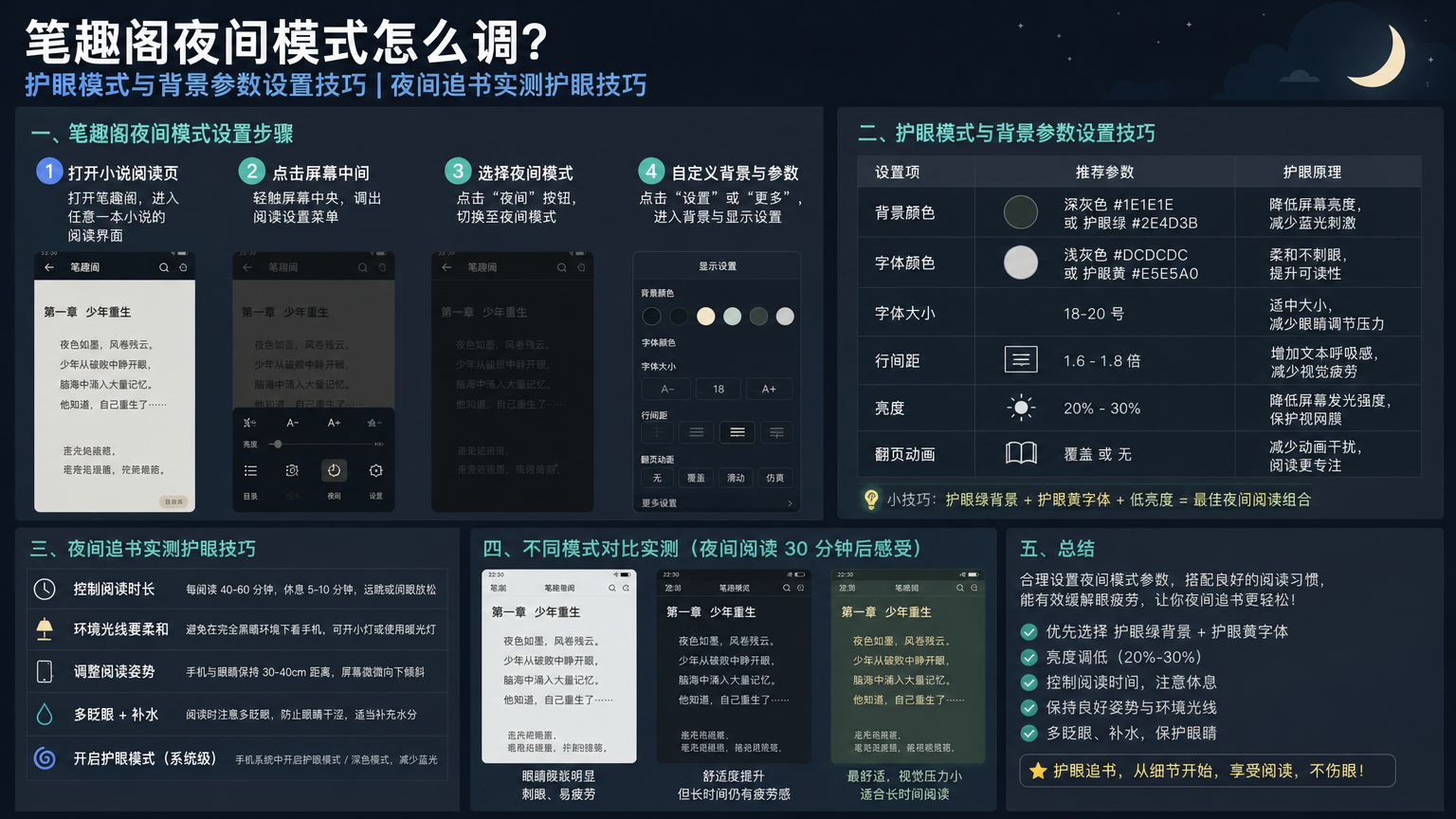 笔趣阁夜间模式怎么调?护眼模式与背景参数设置技巧 夜间追书实测护眼技巧
