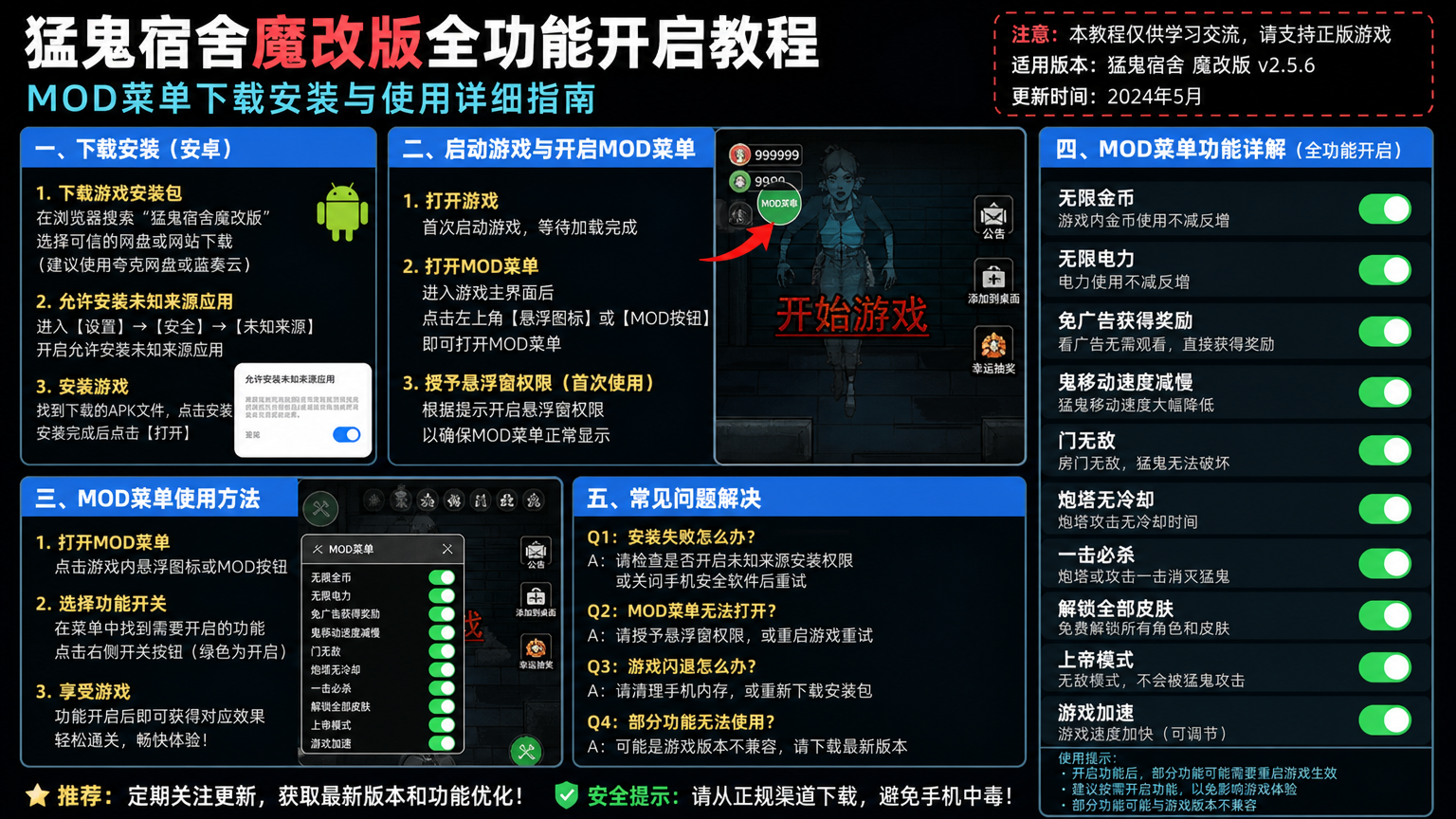 猛鬼宿舍魔改版全功能开启教程,mod菜单下载安装与使用详细指南